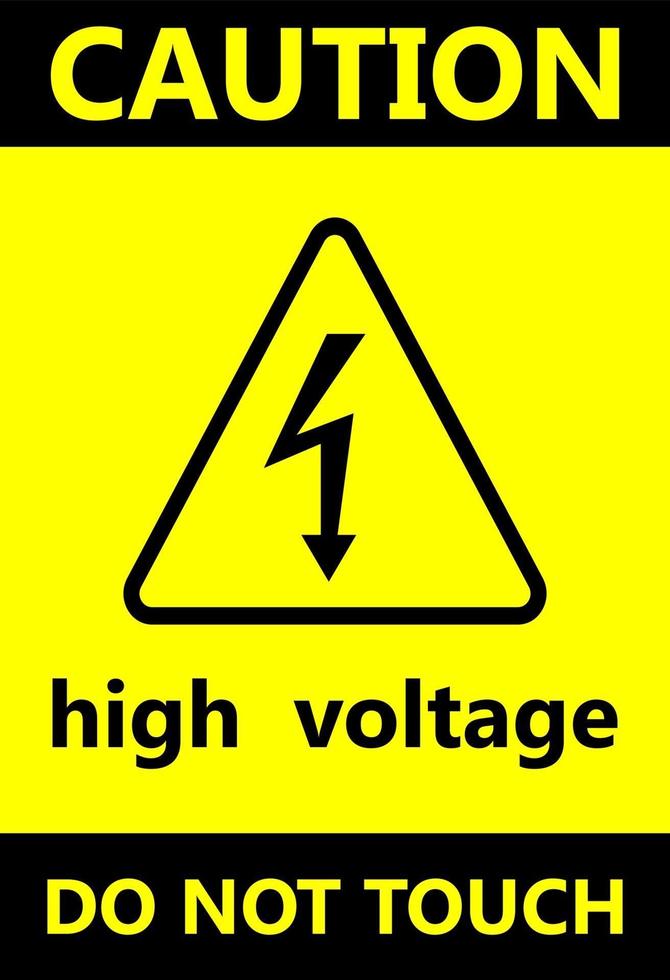 o perigo de alta tensão assina um ícone preto com uma silhueta plana em um retângulo de fundo amarelo. vetor