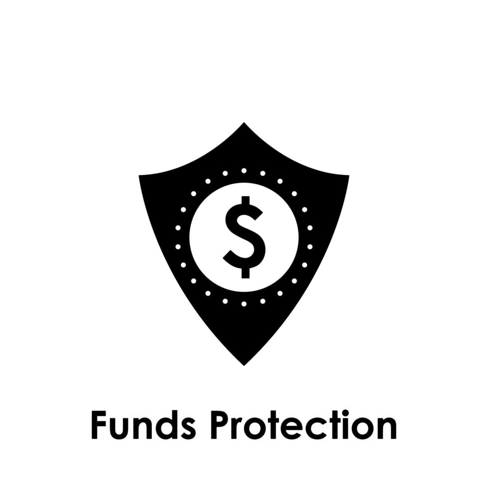 escudo, dólar, fundos proteção vetor ícone ilustração