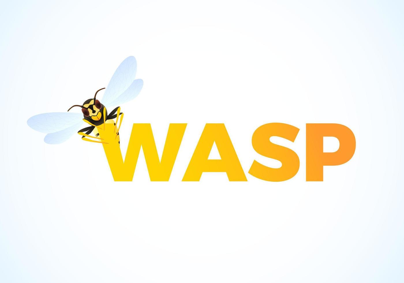 vespa desenho animado em cor texto. predatório inseto. amarelo listrado vespa. vetor ilustração isolado em branco fundo