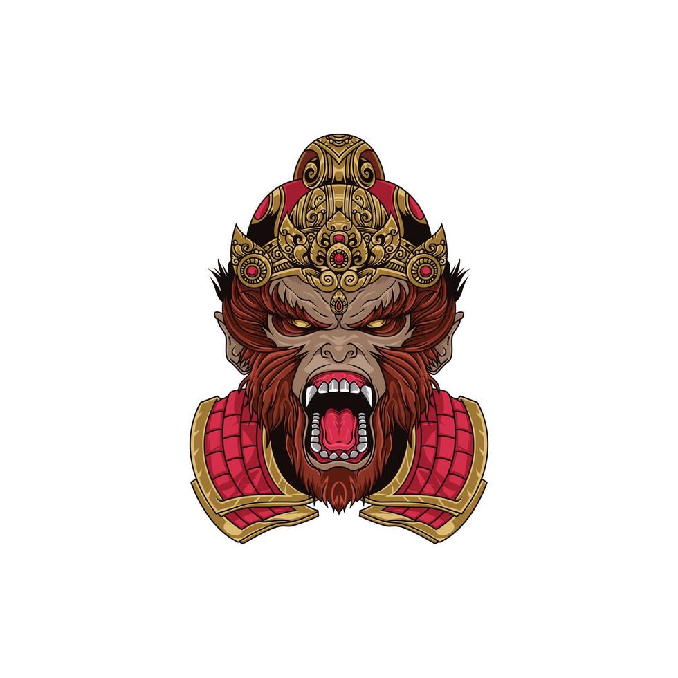 macaco rei, macaco personagem logotipo com real ornamento. vetor
