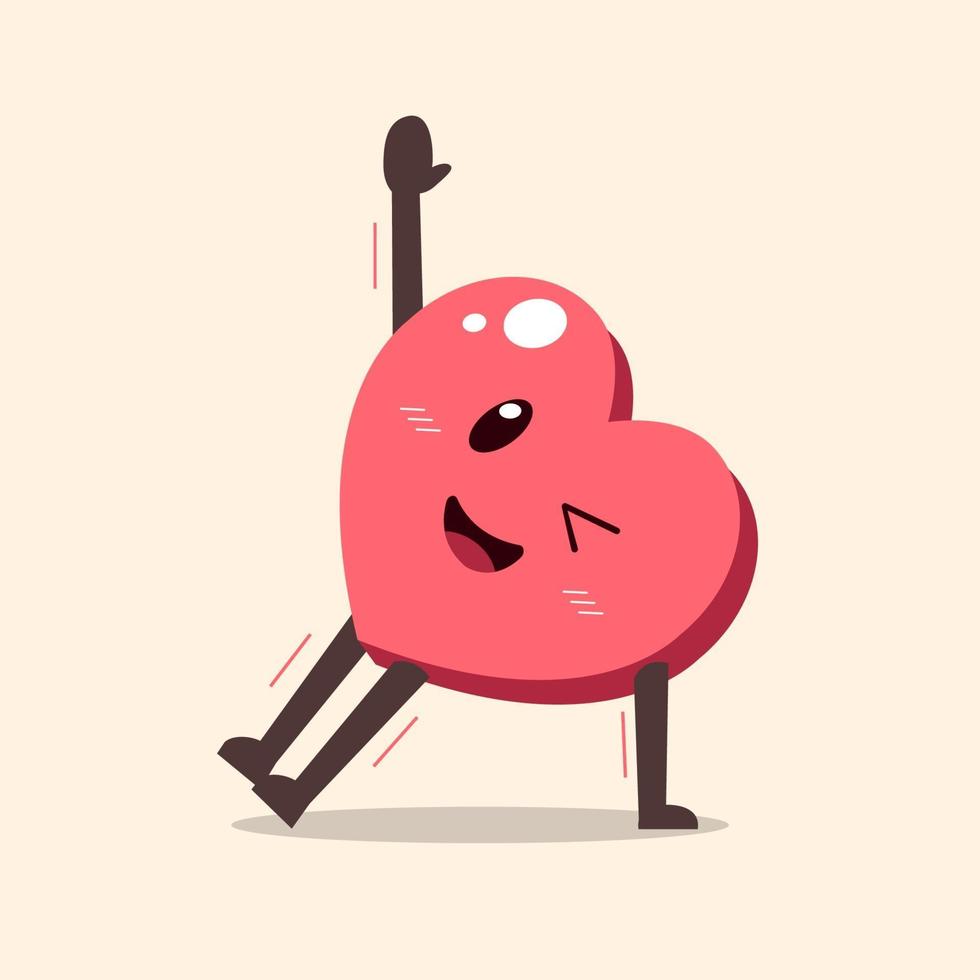 personagem de desenho animado de coração fazendo exercícios de prancha lateral vetor