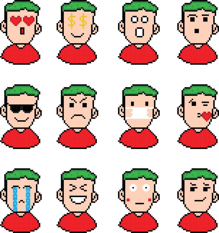 pixel arte do emoji projeto, expressar você mesmo com pixel arte emoji desenhos vetor