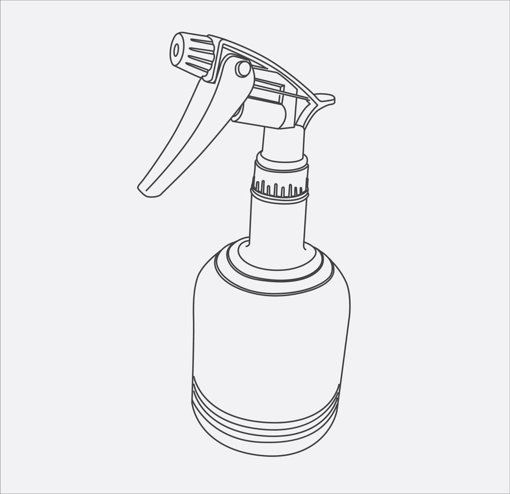 desenho de mão de garrafa de spray em vetor eps 10