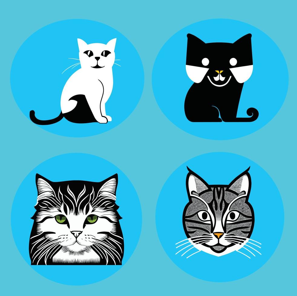 uma lindo gatos, desenho animado estilo ícones vetor ilustração