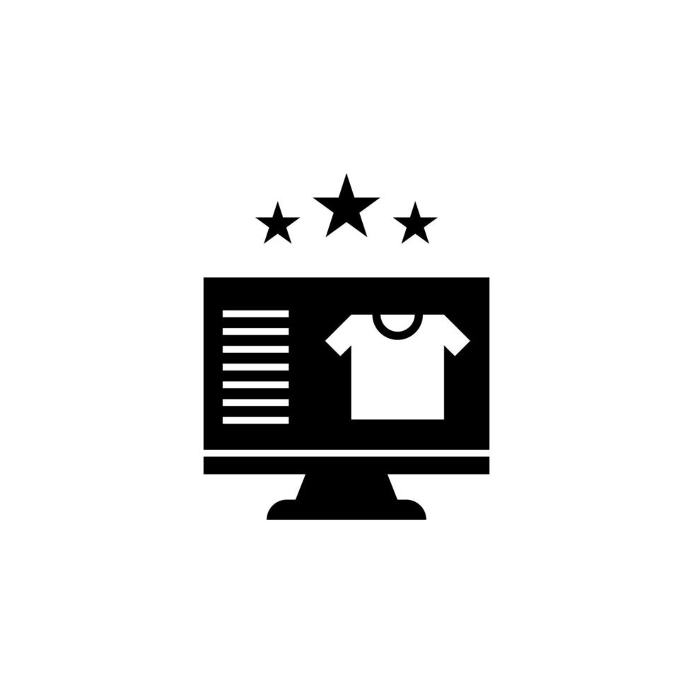 comércio eletrônico, avaliação, computador, camiseta vetor ícone ilustração