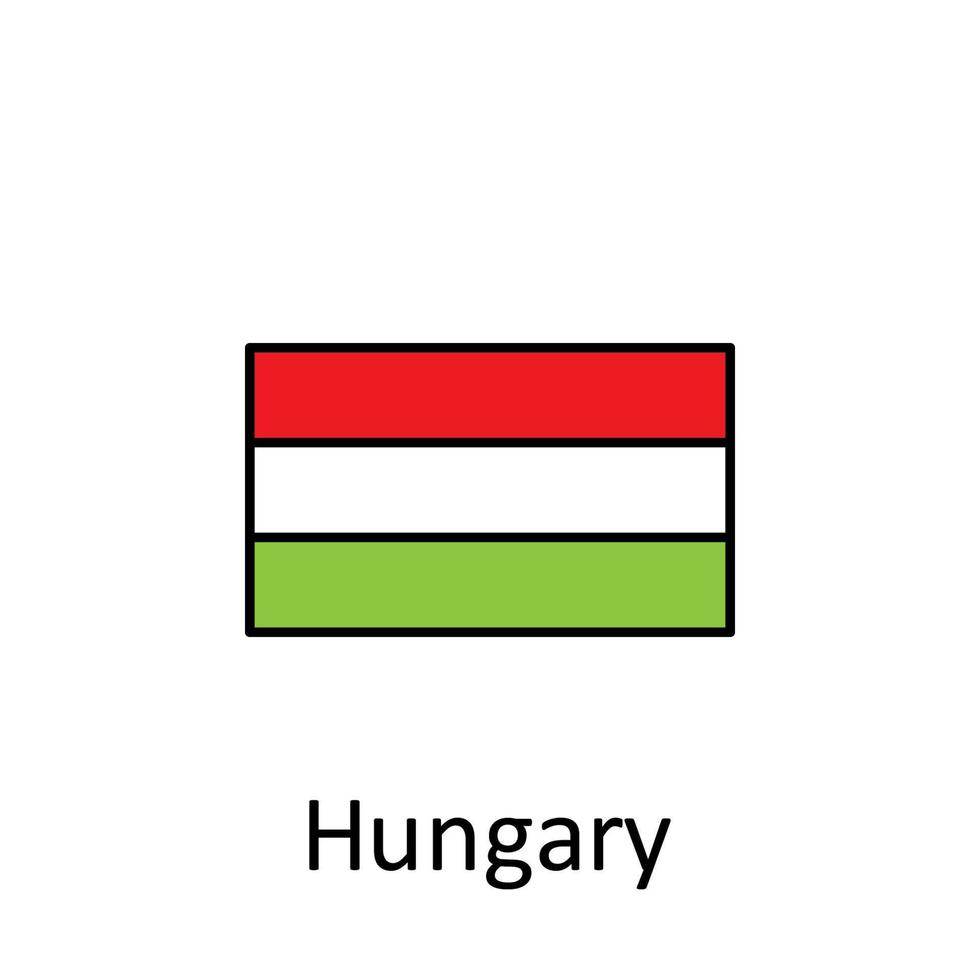 nacional bandeira do Hungria dentro simples cores com nome vetor ícone ilustração