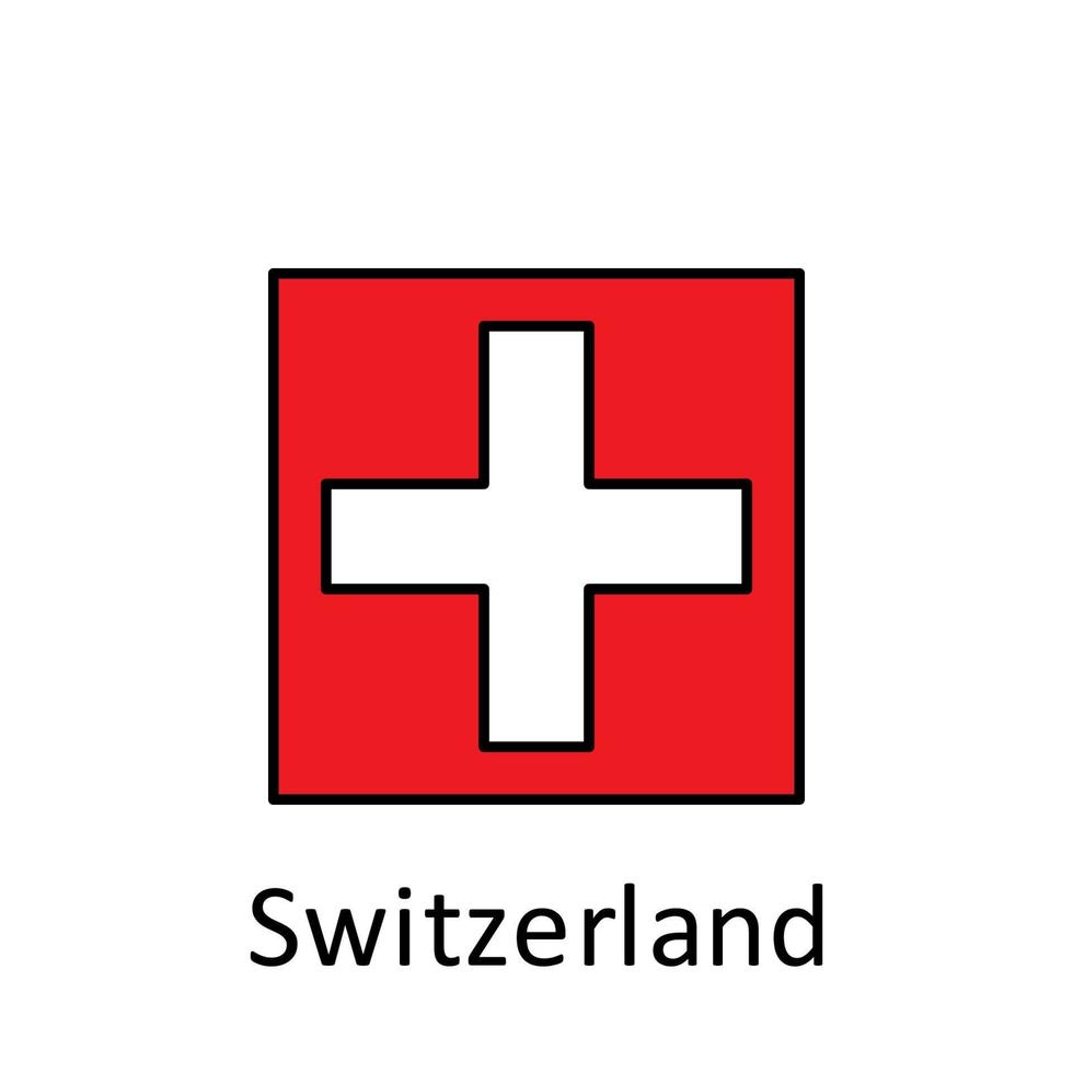 nacional bandeira do Suíça dentro simples cores com nome vetor ícone ilustração