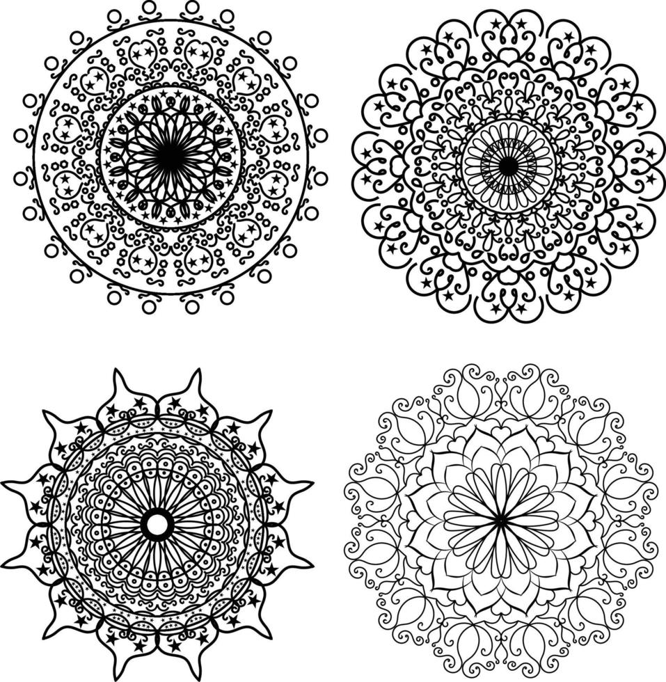 4 mandalas pára colorear acmoladesign vetor