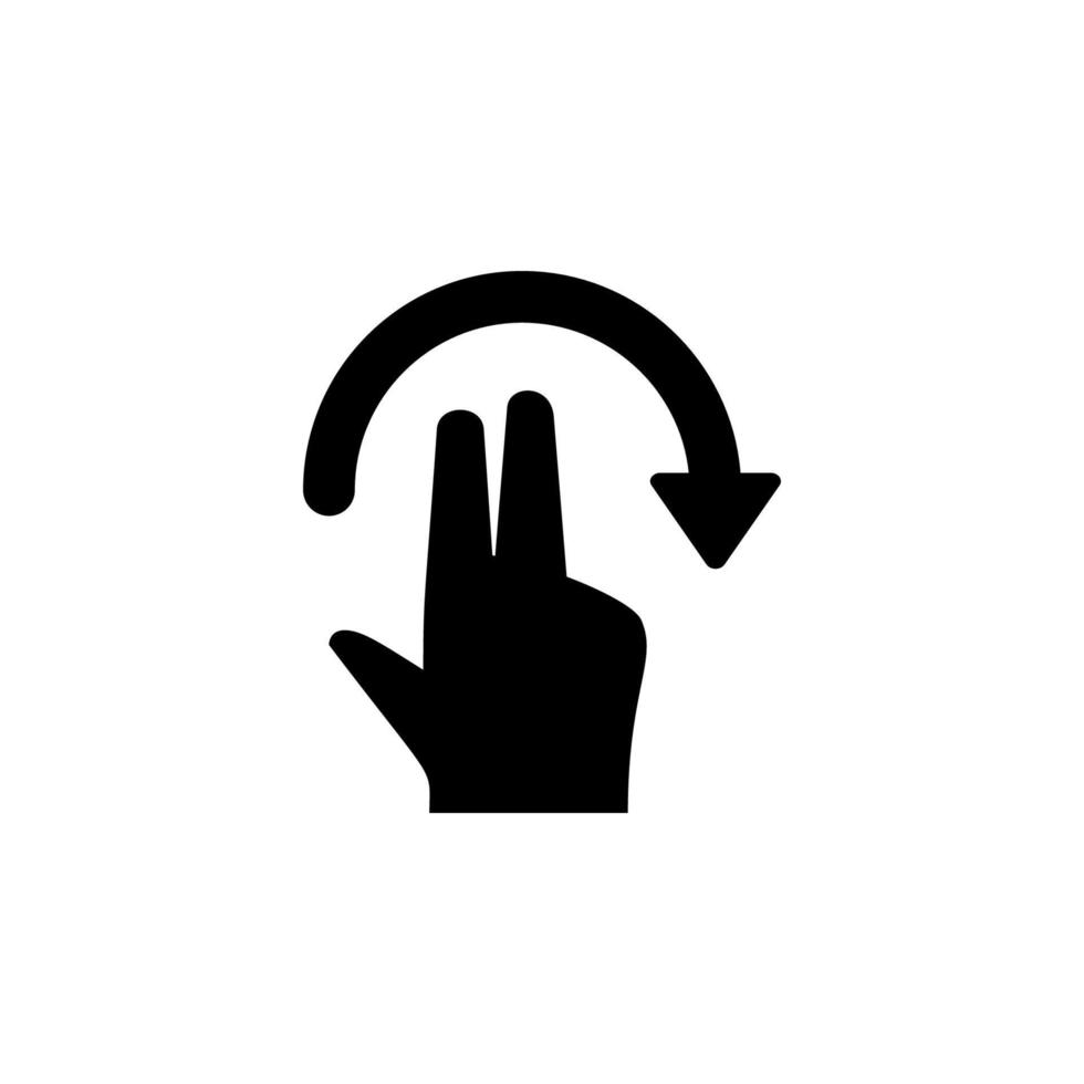 mão, dedos, gesto, deslizar, girar, certo vetor ícone ilustração