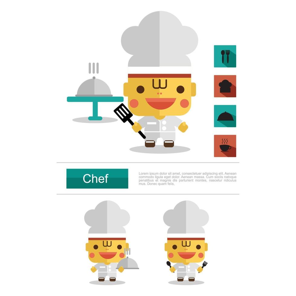 Carreira de chef de design de personagem, vetor de ícone com fundo branco