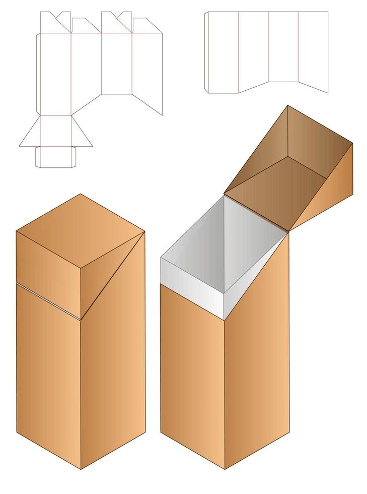 design de modelo cortado de embalagem de caixa. Maquete 3D vetor