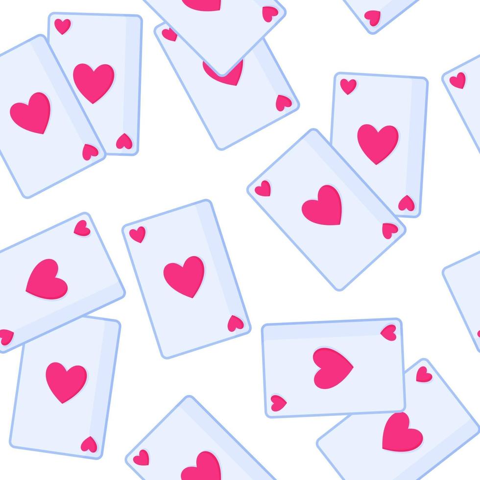 padrão sem emenda de cartas de jogar com coração para o casamento ou dia dos namorados. vetor