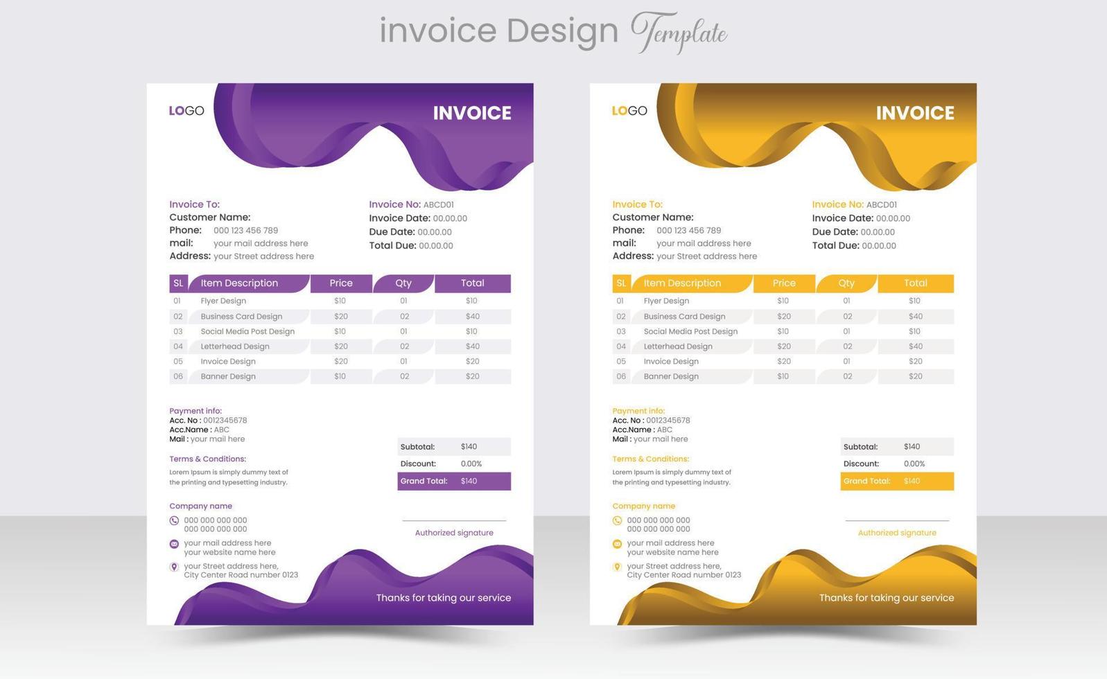 mínimo corporativo o negócio fatura Projeto modelo vetor ilustração conta Formato preço fatura. criativo fatura modelo vetor. o negócio papelaria Projeto Forma de pagamento acordo Projeto modelo