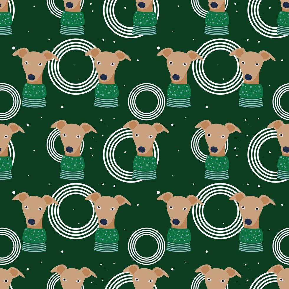 ilustração vetorial de padrão de natal de cachorro fofo vetor