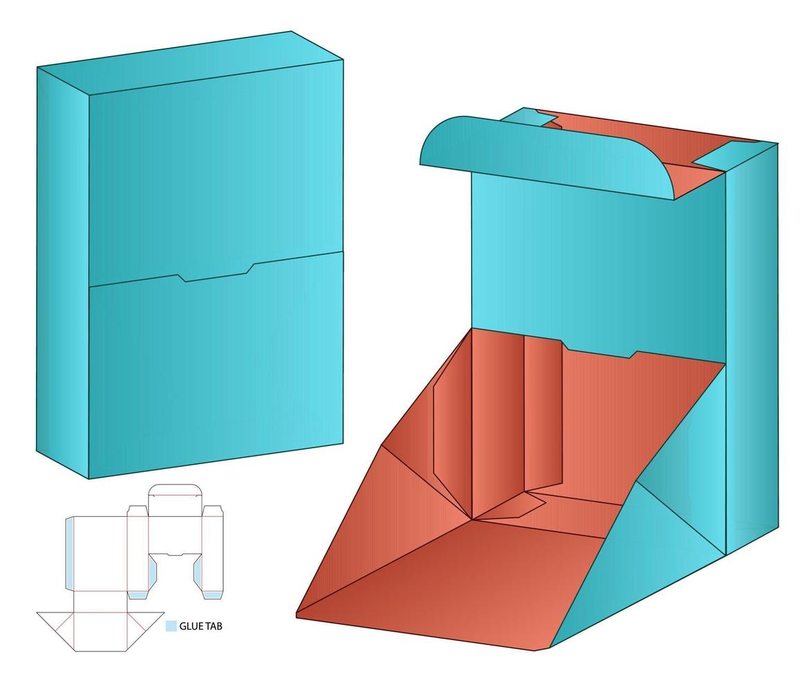 design de modelo cortado de embalagem de caixa. Maquete 3D vetor