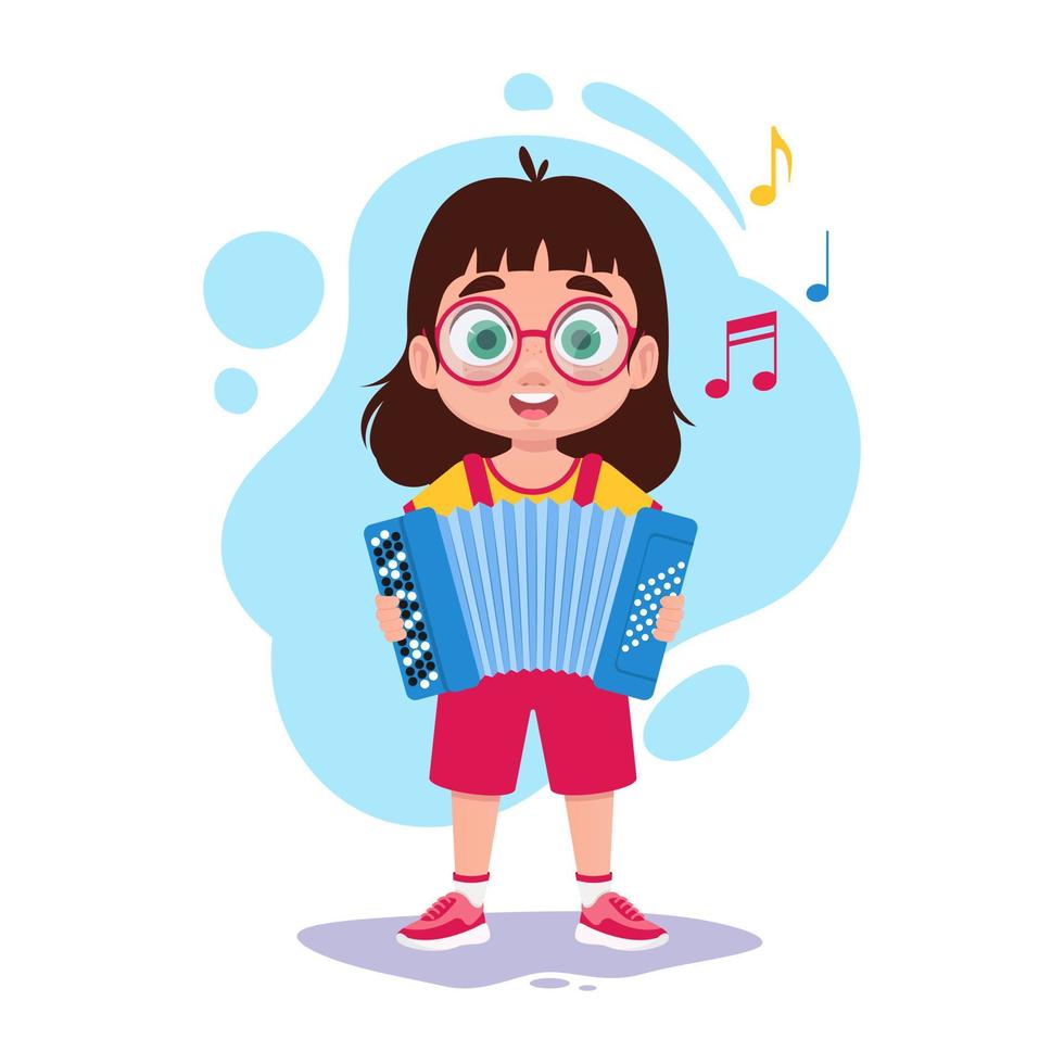 menina jogando a acordeão. vetor ilustração