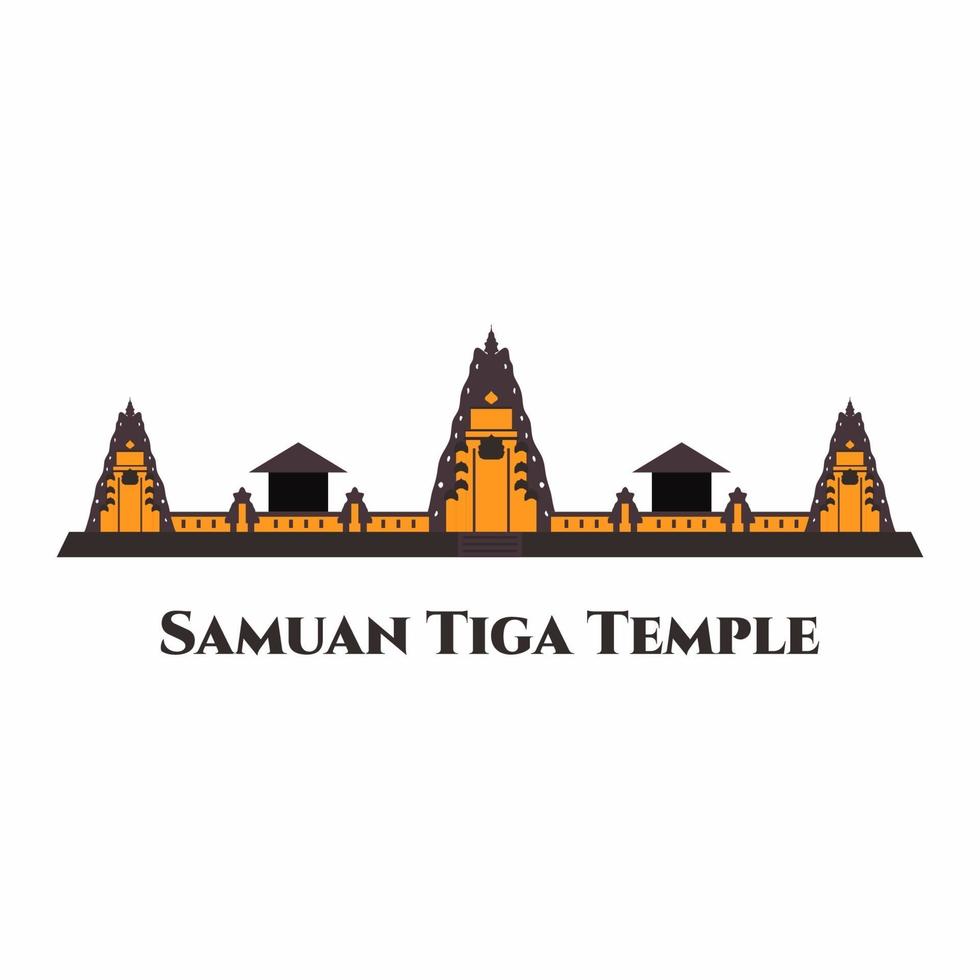 pura samuan tiga, um templo hindu em bali, na Indonésia. um lugar lindo é cheio de espírito. destino recomendado para férias turísticas. deve ver em ubud. viajar para a Ásia. ilustração em vetor plana