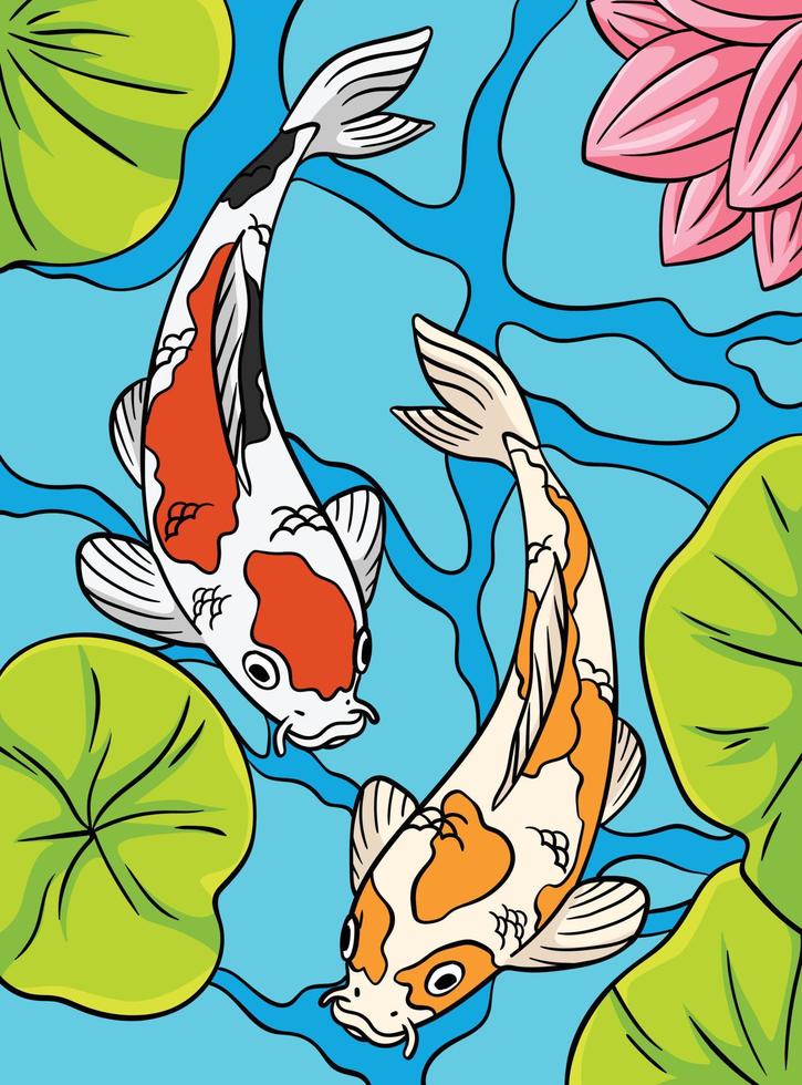 koi peixe colori desenho animado ilustração vetor