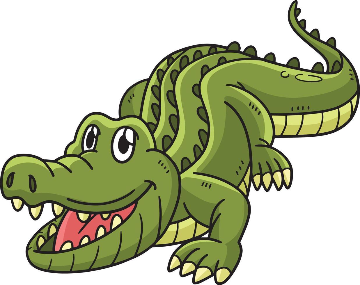 ilustração de clipart colorida de desenho de crocodilo vetor