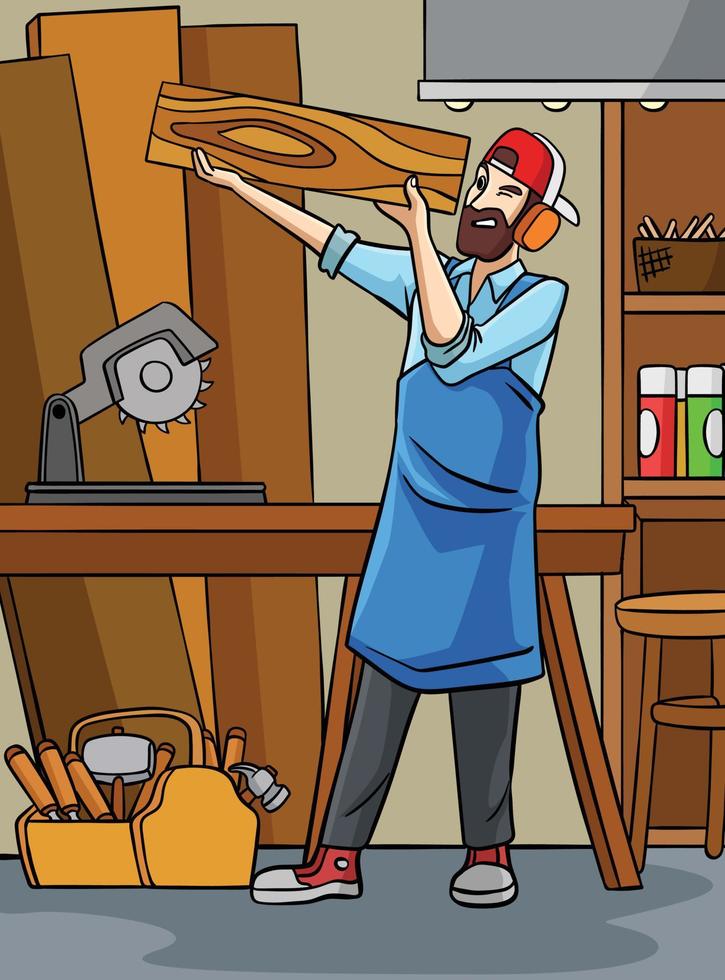 carpinteiro homem colori desenho animado ilustração vetor