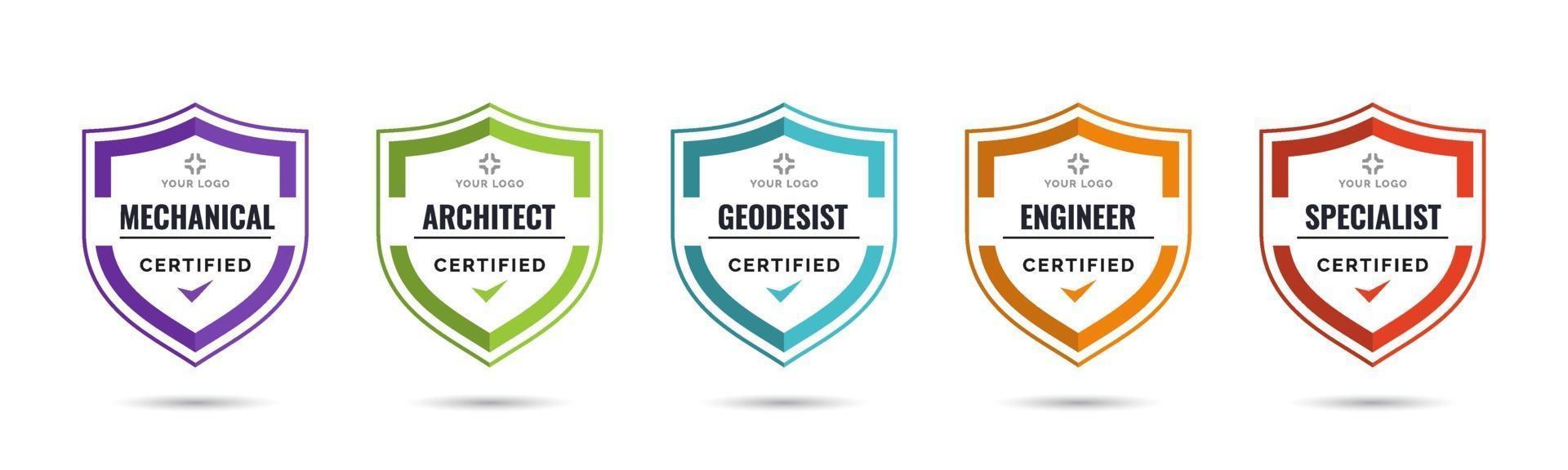 conjunto de certificados de crachá de treinamento da empresa para determinar com base em critérios. ilustração vetorial modelo de design de logotipo certificado. vetor