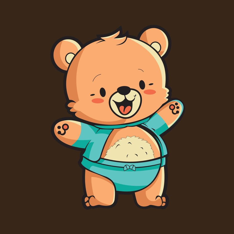 fofa e adorável Urso personagem vetor desenho animado estilo