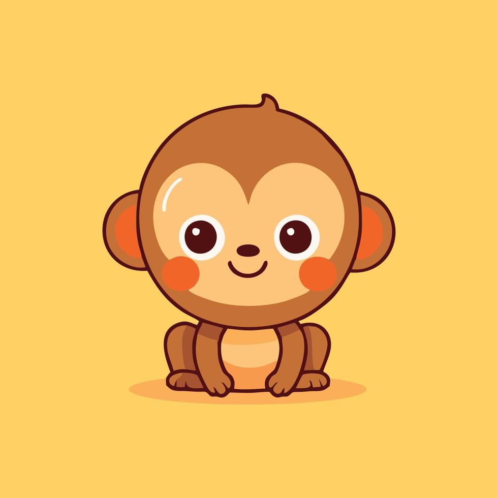 fofa macaco chibi mascote vetor desenho animado estilo