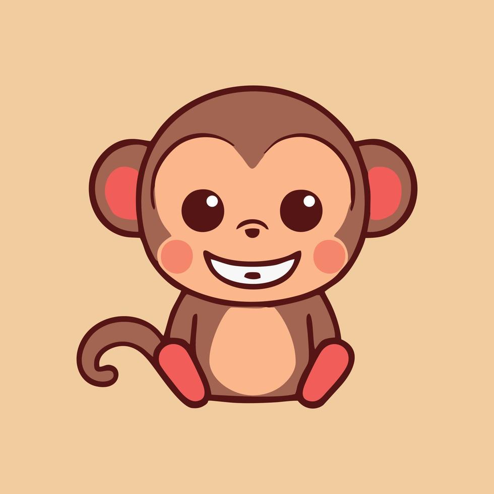 fofa macaco chibi mascote vetor desenho animado estilo