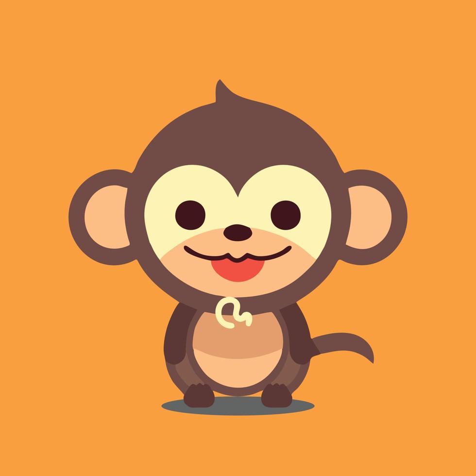 fofa macaco chibi mascote vetor desenho animado estilo