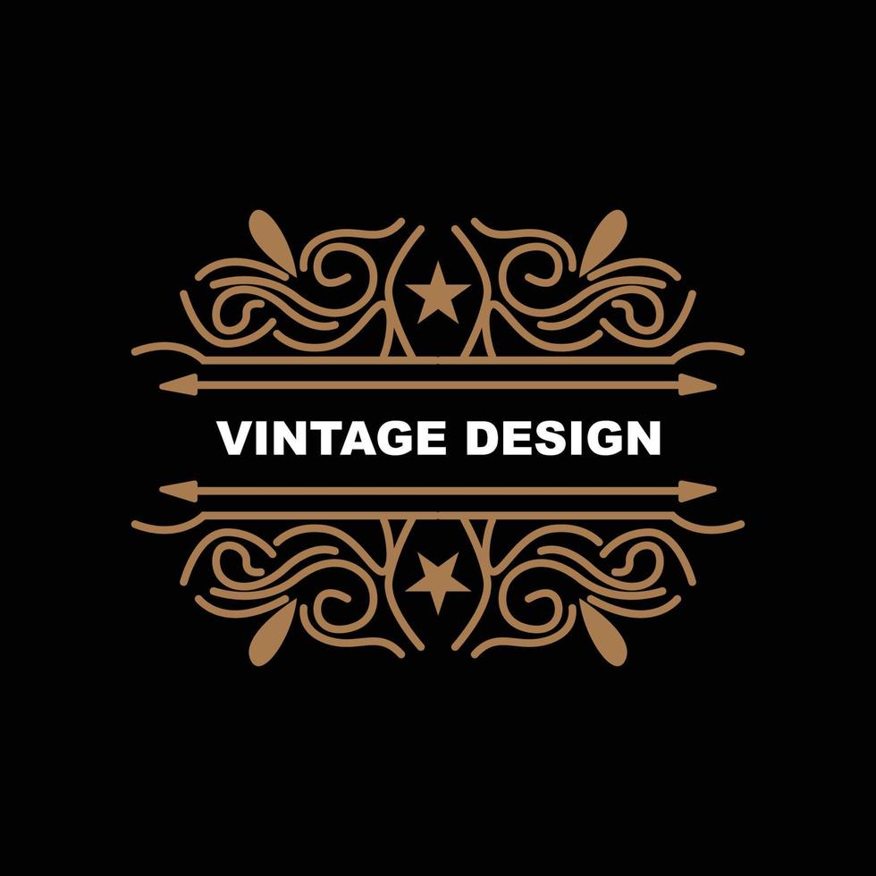 design vintage retrô, logotipo de ornamento vetorial minimalista luxuoso, com estilo mandala e batik, ilustração de marca de produto, convite, banner, moda vetor