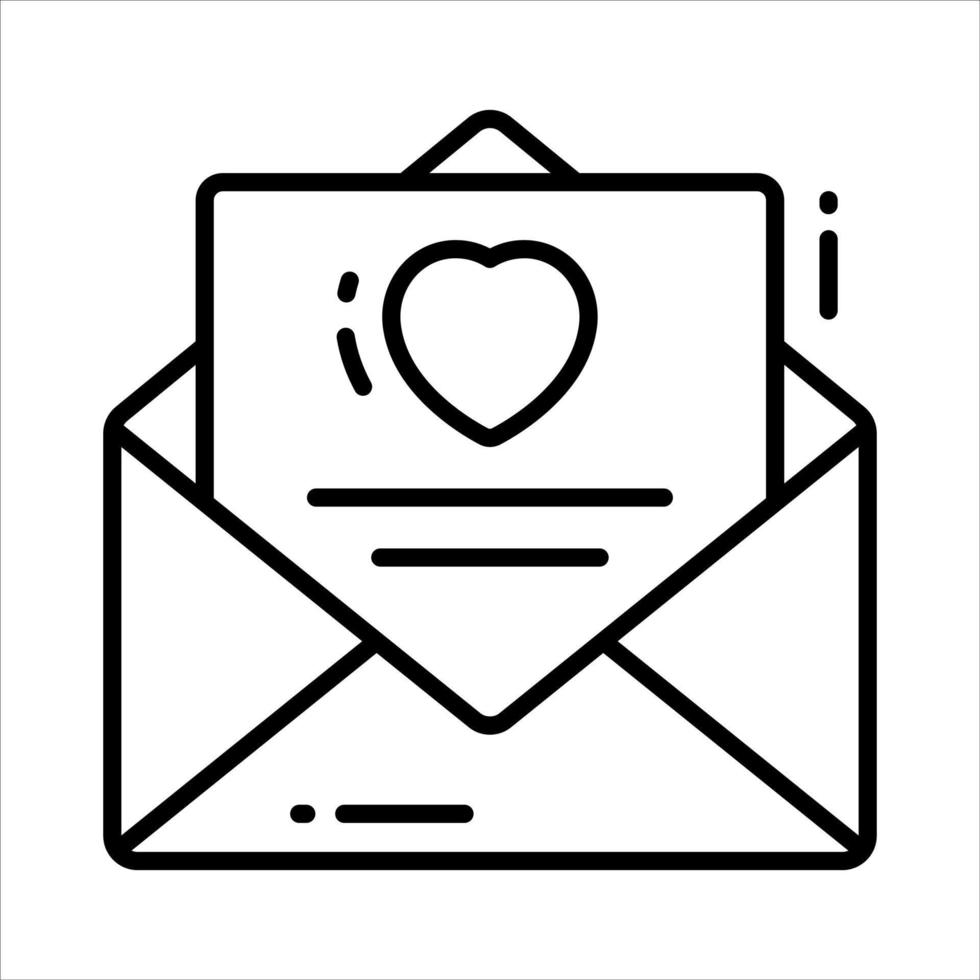 ícone de vetor de carta de amor em estilo editável
