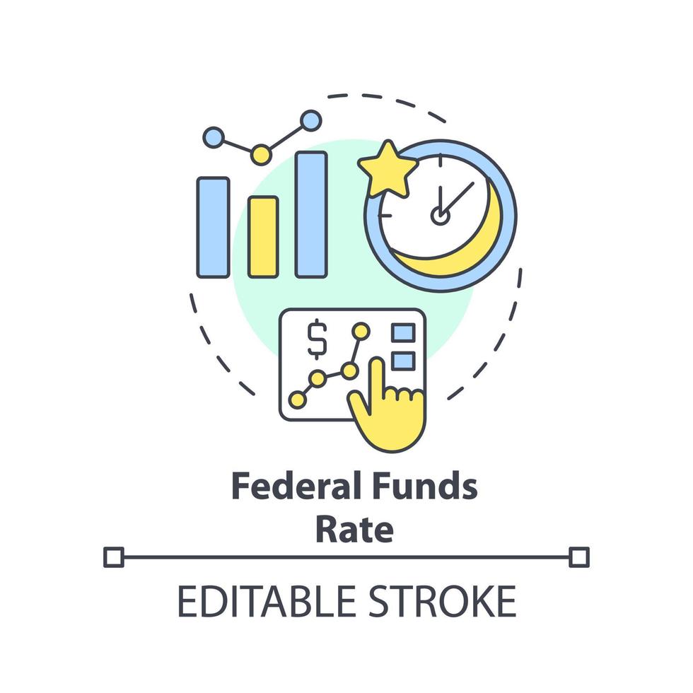 Federal fundos taxa conceito ícone. quão pode governo acordo com inflação abstrato idéia fino linha ilustração. isolado esboço desenho. editável acidente vascular encefálico vetor