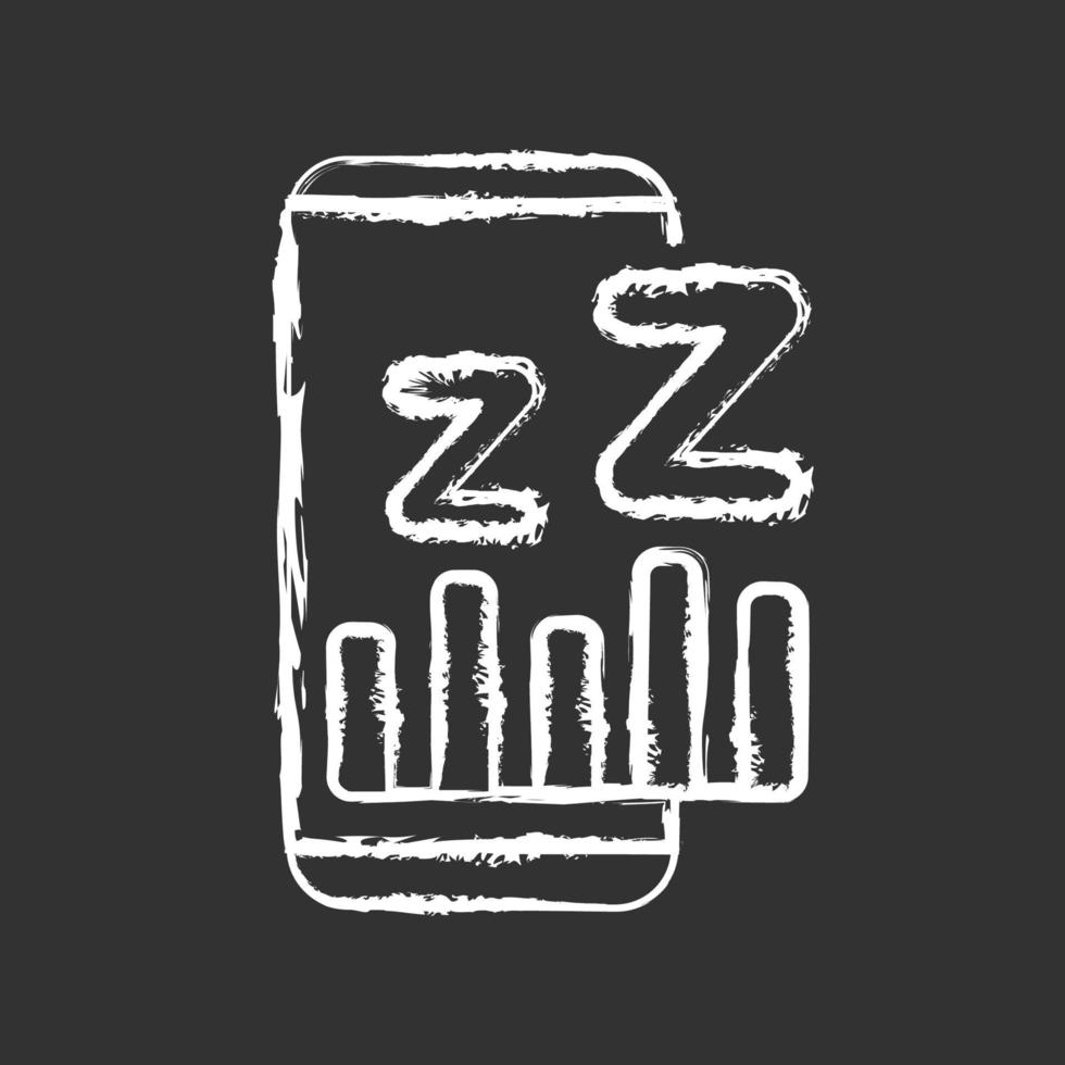 ícone de giz branco do aplicativo de fase de sono no fundo preto vetor