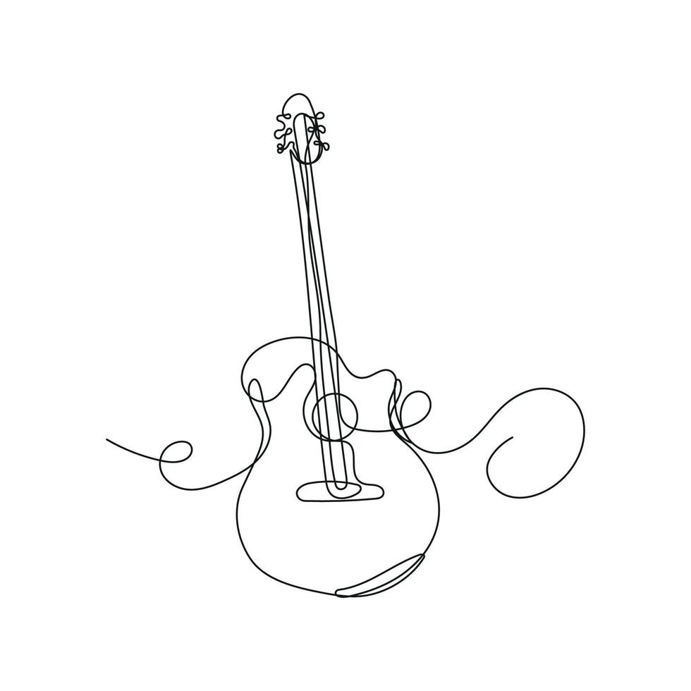 contínuo linha arte desenhando do uma guitarra. vetor