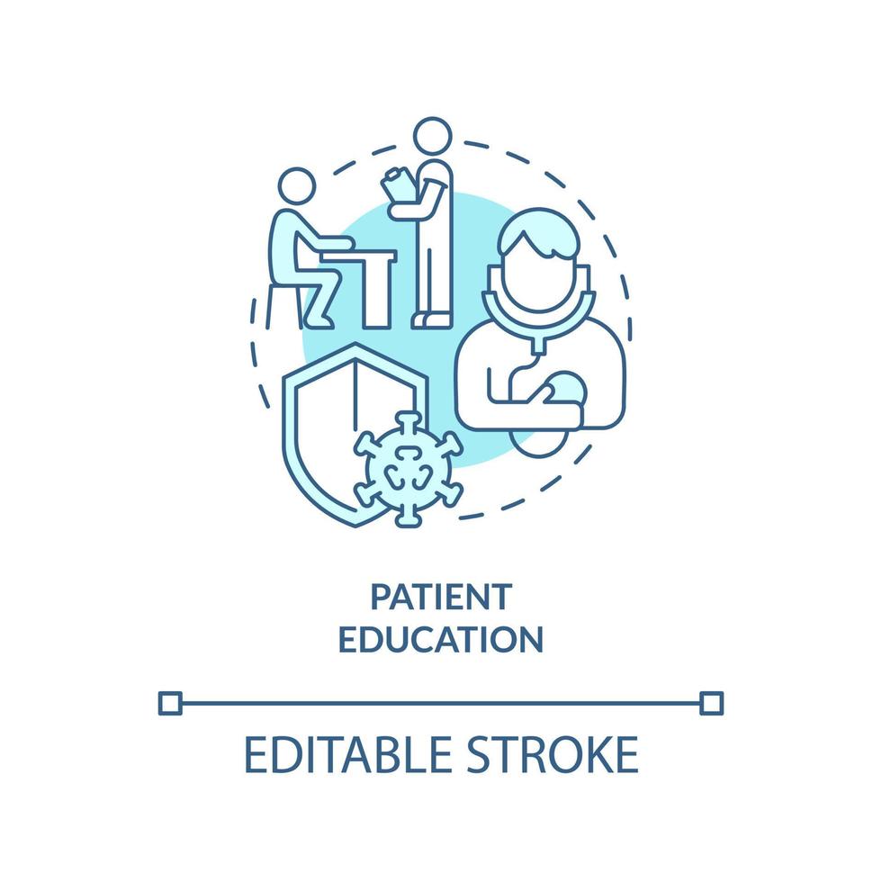 paciente Educação azul conceito ícone. doença conhecimento. crônica doença gestão abstrato idéia fino linha ilustração. isolado esboço desenho. editável acidente vascular encefálico vetor