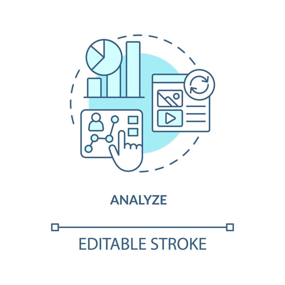 analisar cliente dados turquesa conceito ícone vetor