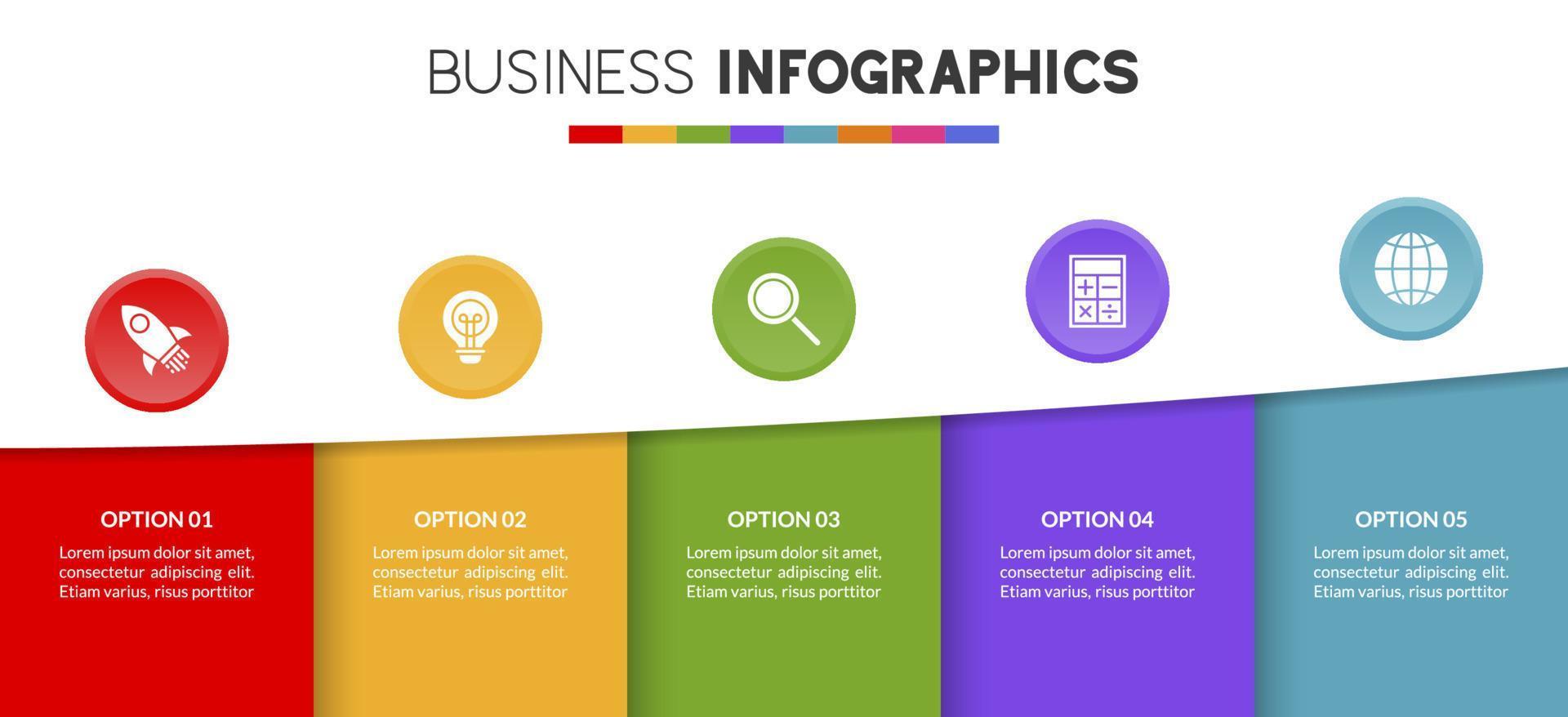 infográficos Projeto modelo e ícones com 5 opções ou 5 passos vetor