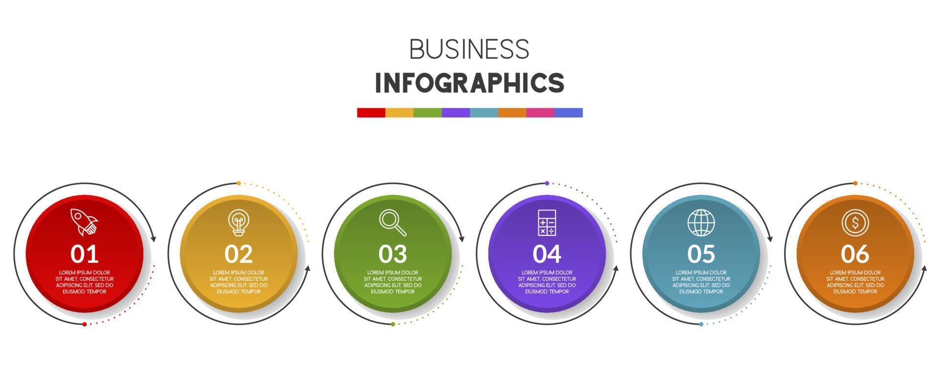 infográficos Projeto modelo e ícones com 6 opções ou 6 passos vetor