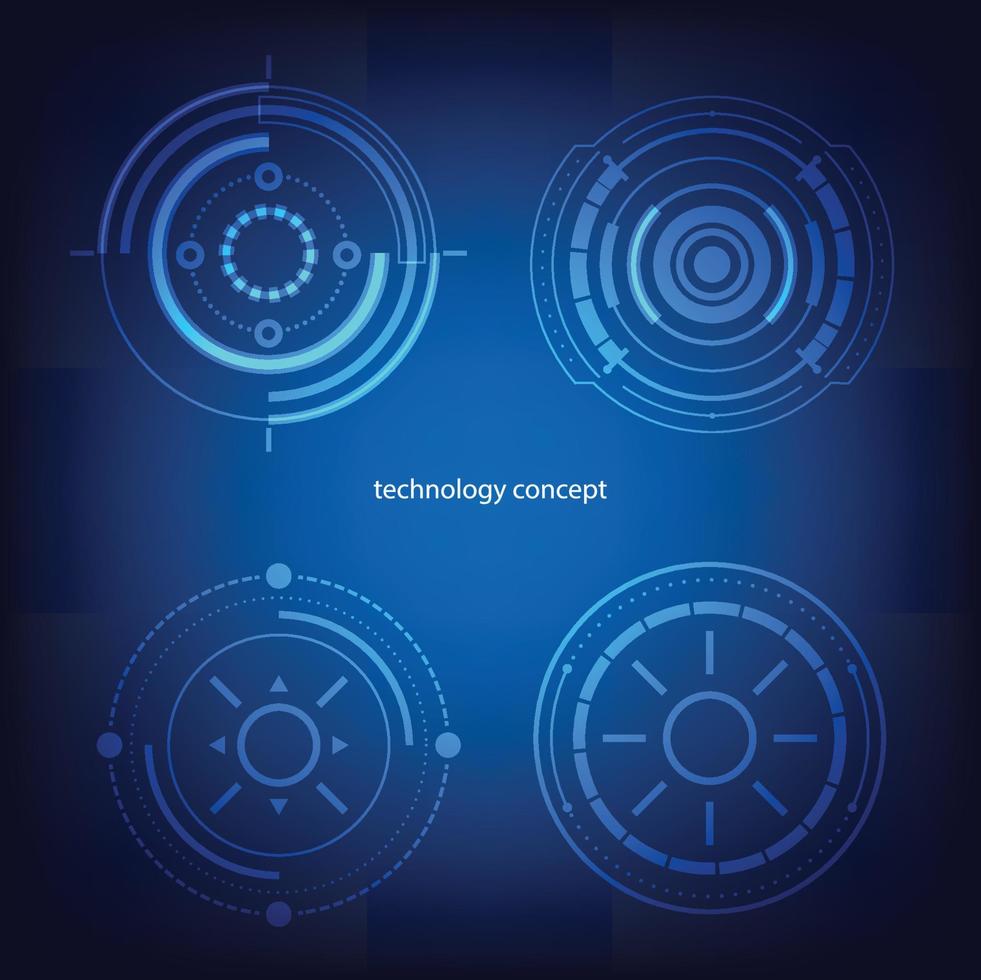 tecnologia conceito. hud círculo do utilizador interface em azul fundo. círculo elementos para dados infográficos. conjunto do sci fi moderno do utilizador interface elementos. vetor