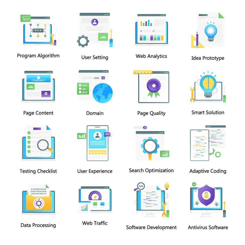 gradiente plano de configuração da web vetor