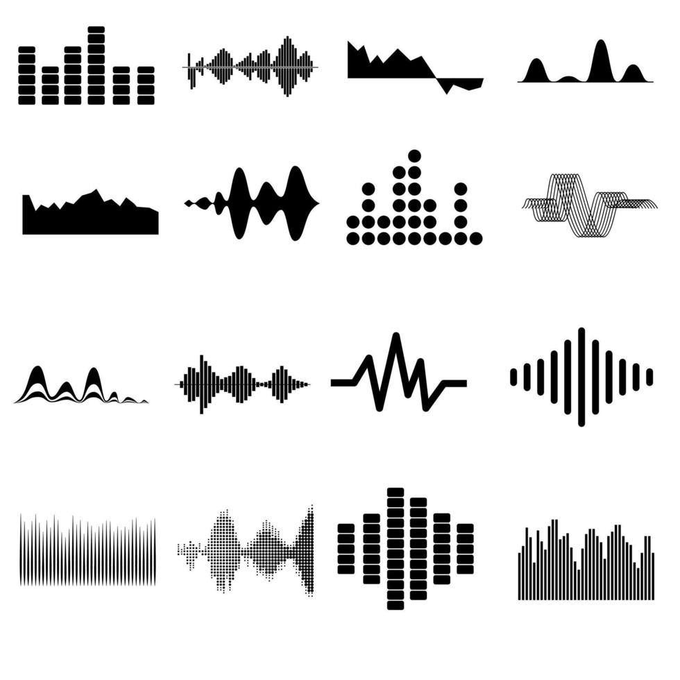 conjunto do rádio onda vetor ícone definir. monocromático simples som onda ilustração placa coleção.