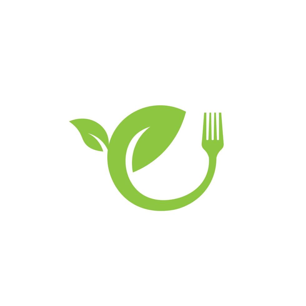 saudável Comida logotipo. conceito logotipo, com a símbolo do uma colher, garfo e folha. pode estar para restaurantes, saudável Comida produtos, local na rede Internet logotipos para Comida consultores vetor