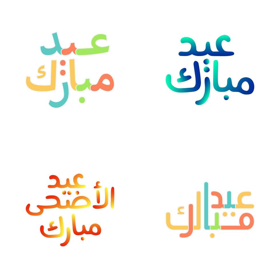 feliz eid Mubarak cumprimento cartões com tradicional árabe caligrafia vetor
