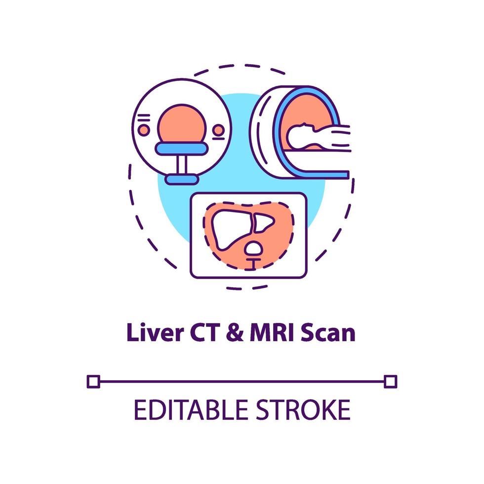 ícone do conceito de TC de fígado e ressonância magnética vetor