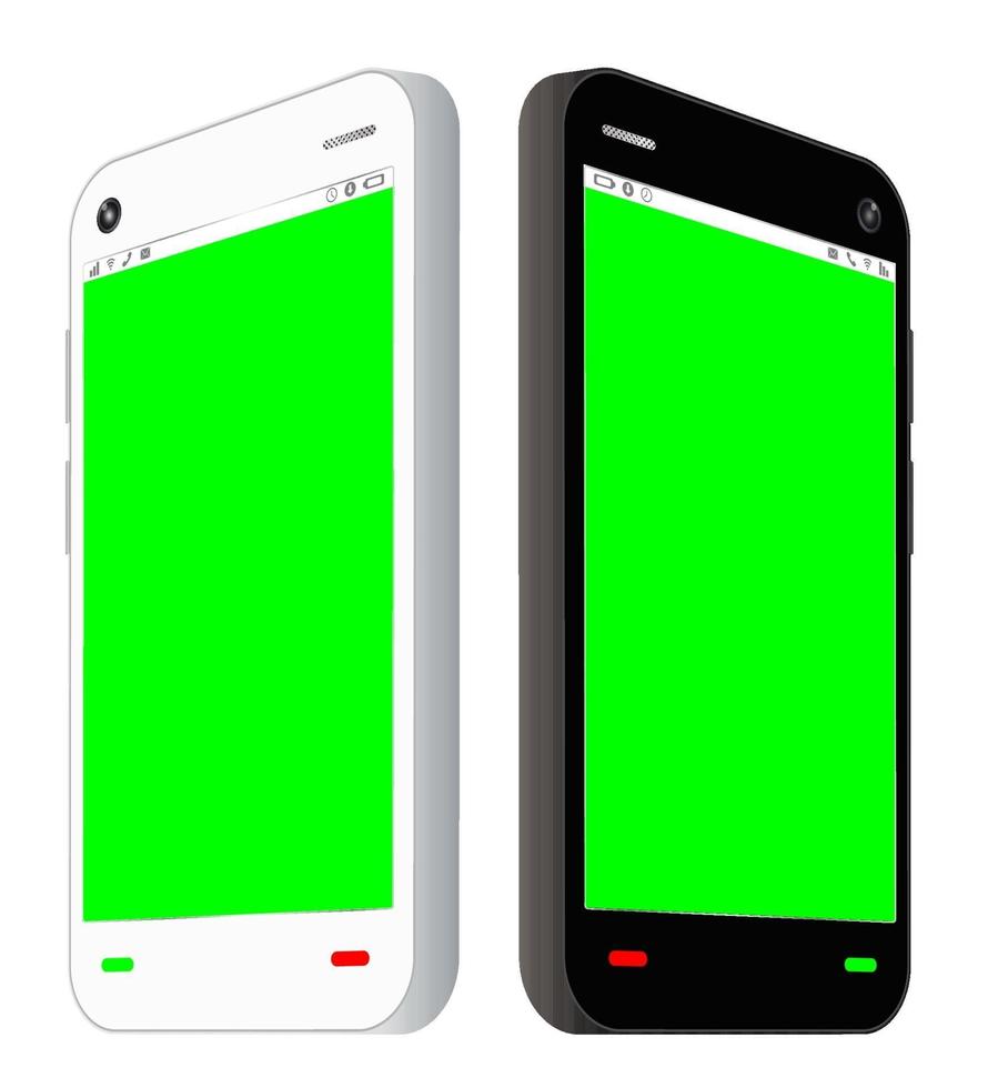 vista lateral do smartphone com tela verde vetor