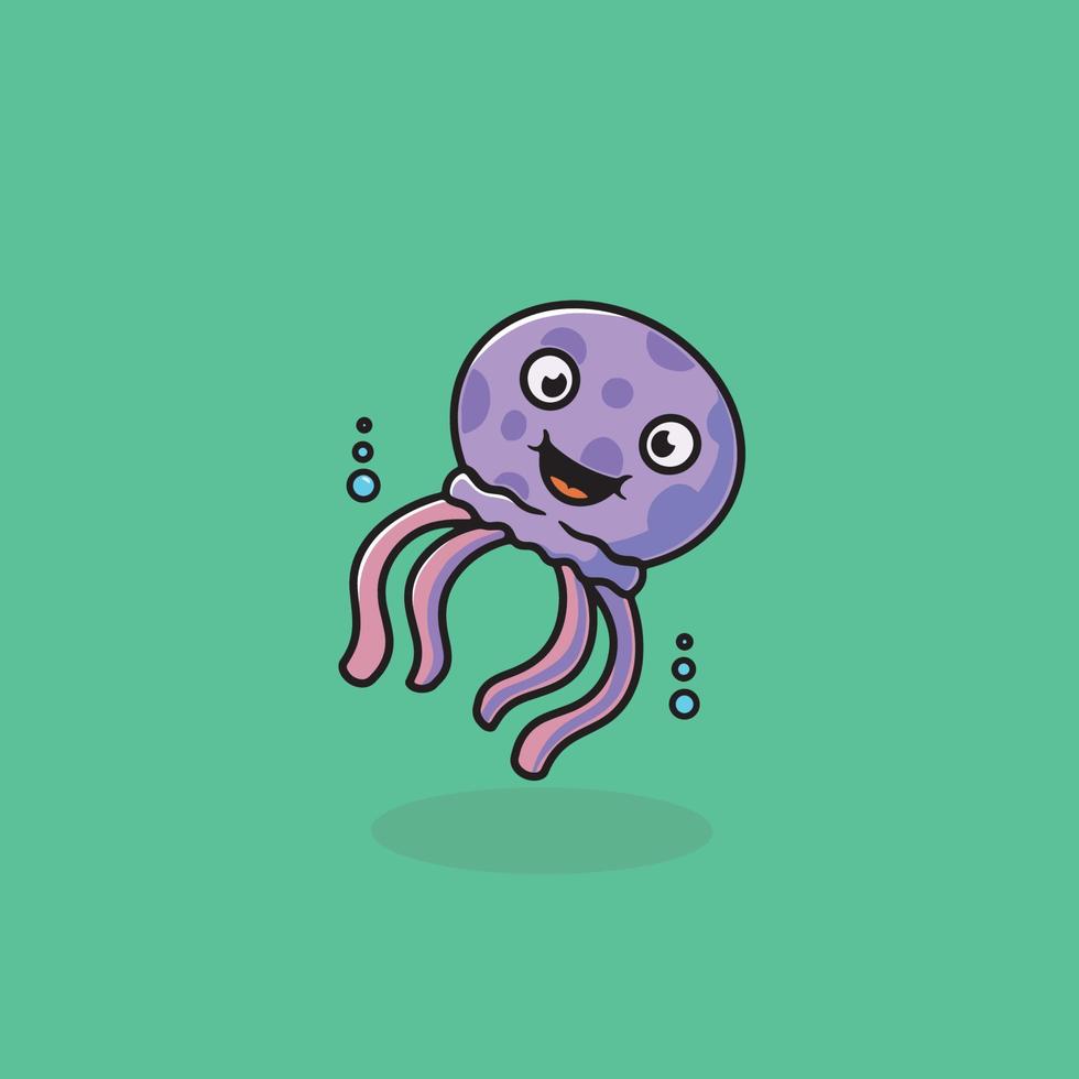 fofa medusa sorridente desenho animado ilustração vetor