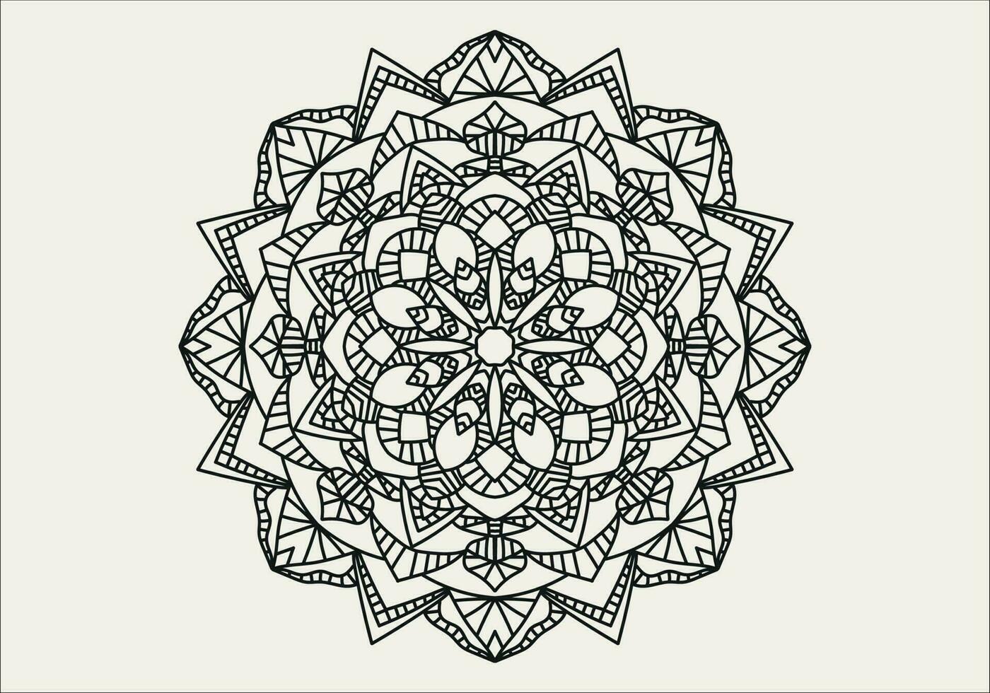 padrão circular em forma de mandala com flor para henna, mehndi, tatuagem, decoração. ornamento decorativo em estilo étnico oriental. esboço doodle mão desenhar ilustração vetorial. vetor