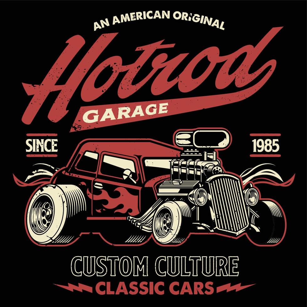 camisa Projeto do americano hotrod carro dentro vintage estilo vetor