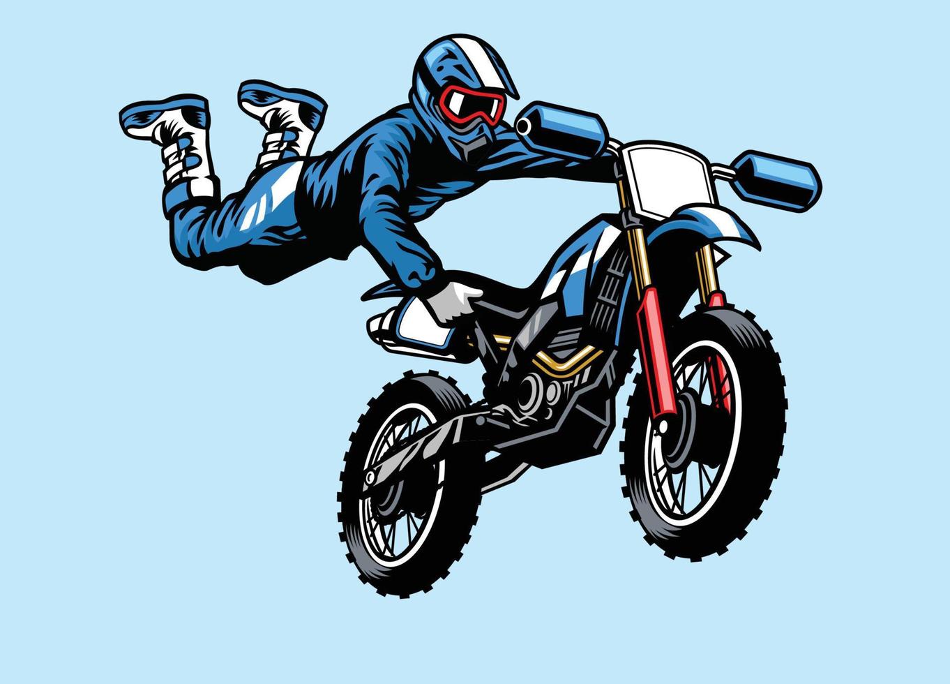 motocross cavaleiro pulando em a motocicleta. com hart ataque truque vetor