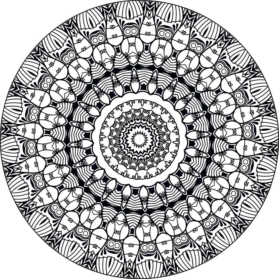 decorativo mandala com marinho elementos e ondas em branco isolado fundo. para coloração livro Páginas. vetor